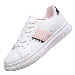 Vente en gros de nouvelles baskets blanches pour femmes, style coréen, chaussures de course plates décontractées avec semelle intérieure en caoutchouc PU souple, légères et respirantes - Product Image 1