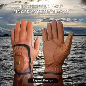Gants de moto unisexes d'hiver en cuir à demi-doigts, respirants, en maille fine, compatibles écran tactile, avec sangle de poignet réglable, à enfiler - Product Image 2