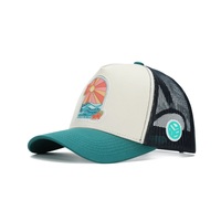Gorra Trucker Premium de Malla Transpirable de 5 Paneles con Parche Frontal de Espuma Tejida, Bicolor, Duradera y Personalizada, para Estilo de Vida de Playa y Surf