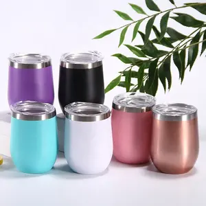 12oz Double Wall Stainless Steel Sublimation Tumbler Vacuum Insulated Wine Cup With Lid For Christmas And New Year Gifts