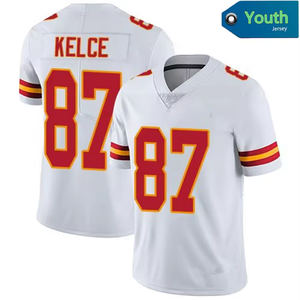 Jugend Kansas City Football Trikots 15 Patrick <span class=keywords><strong>Mahomes</strong></span> 87 Travis Kelce 10 Pacheco Genähtes Limited Trikot für KINDER - Product Image 4