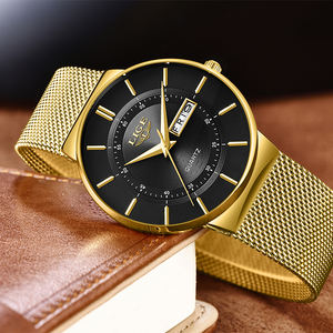 Montre-bracelet analogique pour homme LIGE LG9949, échantillon en acier <span class=keywords><strong>doré</strong></span>, maille minimaliste, étanche, quartz, montres classiques de luxe pour hommes - Product Image 3