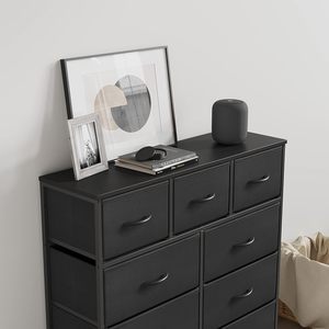 Armario de tela ancho <span class=keywords><strong>y</strong></span> alto con parte superior de madera, cómoda para dormitorio con 9 cajones, organizador de almacenamiento - Product Image 4