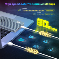Carcasa VCOM Thunderbolt 5 USB4 V2.0 SSD para transmisión de datos de 2280 M.2 PCI-E NVME Protocol 80Gbps