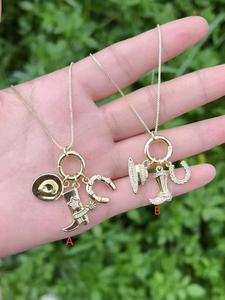 Zircon Jewelry Style Cow Boy Elements Accessories For Women Party Gift Thin <b>Chain</b> Jewelry Pendant Necklace - Product Image 4