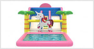 Glissière d'eau gonflable de licorne <span class=keywords><strong>avec</strong></span> la piscine pour des enfants, château extérieur commercial de rebond, fournisseur gonflable de videur de PVC - Product Image 2