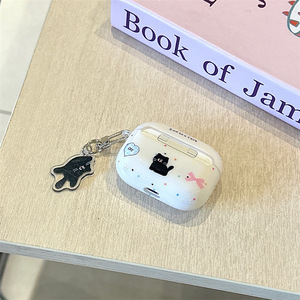 Funda para auriculares con diseño de gato negro y lazo, compatible con Airpods Pro 2, 3, 4 generación, funda protectora inalámbrica con Bluetooth - Product Image 2