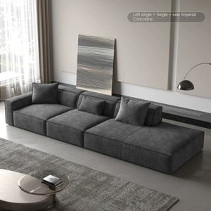 Ensemble de canapé modulaire en cuir véritable avec pieds en acier inoxydable rembourrés de mousse, design moderne pour salon, petit <span class=keywords><strong>appartement</strong></span> - Product Image 3