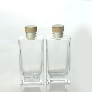 Neues Design 100ml 150ml leer recycelbar Luxus nachfüllbar Parfüm Aroma Runde Glas Reed Diffusor Flasche mit Holz kappe und Box