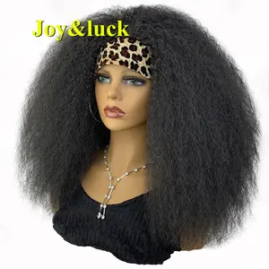 Wholesale Price Wig Big Afro Headband Wigs Leopard Hair Band African Yaki Straight Women Synthetic Headband Wig Hair