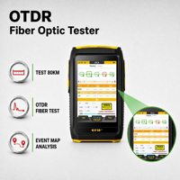 Testeur de fibre optique OTDR portable 80 km, réflectomètre optique temporel avec carte d'événements, localisation de défauts de câbles FTTH 5G