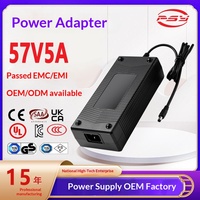 Adaptateur d'alimentation DC 57V 5A à haute efficacité CE CCC PSE pour équipement industriel et réseau SAA, alimentation à découpage en matériau ABS PC