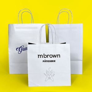 Sacs en papier blanc et kraft biodégradables avec poignée, personnalisables avec logo, faible MOQ, prix d'usine Jahoo Pack - Product Image 5