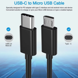 Câble de charge USB Type C vers Micro 5V/2.4A <span class=keywords><strong>pour</strong></span> transfert de données et synchronisation OTG - Noir - Product Image 3
