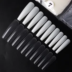 Faux ongles longs conseils clair pointu français artificiel 500 pièces demi-couverture ongles pour salons d'art des ongles ou bricolage à la maison