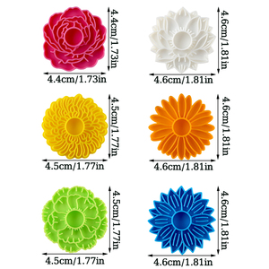 Emporte-pièces à biscuits en forme de fleurs avec tampon, ensemble d'emporte-pièces ronds festonnés 3D, moules à biscuits en forme de rose, tournesol, pivoine, <span class=keywords><strong>marguerite</strong></span>, lotus - Product Image 2