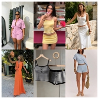 Ensemble décontracté d'été 2 pièces pour femme : short tissé et débardeur col en V, couleur unie, respirant, polyester/coton, coupe classique, vêtements de sport
