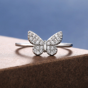 Micro Pave Zircon Butterfly Women Ring Unique Classic Design Daily Stackable All-match Finger Jewelry Gift - Product Image 1