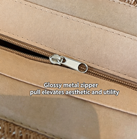 Sac tissé de style français pour femmes, grand sac à main rayé, sac de plage de style pastoral pour les vacances en bord de mer