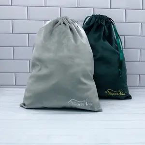 Large velvet drawstring two color custom pouch hair packaging bag velvet customized logo pouch dust bag