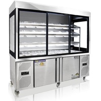 Réfrigérateur à pizza professionnel en acier inoxydable, table de préparation de pizza, vitrine réfrigérée pour restaurants de restauration rapide