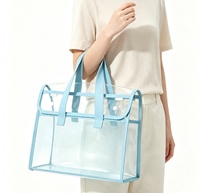 Pochette transparente en PVC imperméable avec fermeture à bouton, sac à main transparent pour documents, idéal pour le bureau, l'école, les examens et le rangement professionnel