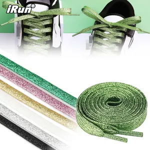 IRun Flat Glitter Shiny Metallic Shoe Cordones Colorful Sequin Shoelaces Bling Solid Color Shoe Cordones para Team Sneakers