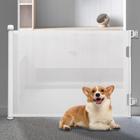 Barrière de sécurité rétractable pour bébé pour les escaliers, les portes, les couloirs, intérieur/extérieur, en maille, facile à enrouler, avec loquet, barrière de sécurité pour chien et bébé