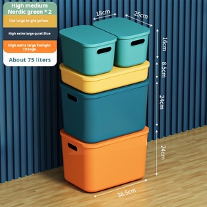 Contenedores de almacenamiento de plástico PP de diseño moderno con asa Cajas de almacenamiento de escritorio Cubby Factory Venta al por mayor Apilable empacable con tapa - Product Image 3
