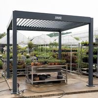 Pergola en aluminium Jiake 6063-T5 avec toit à lames motorisées pour pépinière, jardin, patio, gazebo extérieur, pavillon, terrasse