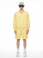 Ensemble décontracté homme automne-hiver : pull ample à col roulé doublé polaire et short de couleur unie – Vente en gros fiable