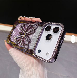 Thời trang và sang trọng Iphone 17Promax trường hợp điện thoại iphone15 mạ điện với long lanh kim cương bướm 14 long lanh màu hồng 13 - Product Image 5