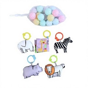 Tapis de jeu et piscine à balles Premium Noir et Blanc Thème Jungle pour bébé, base rembourrée lavable <span class=keywords><strong>en</strong></span> machine, jouets sensoriels à hochet, cadeau pour nourrisson - Product Image 6