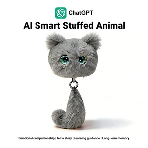 Peluche AI Adorabile Gatto Peloso Portachiavi, Peluche ChatGPT da 15 cm (5,91 pollici) con Intelligenza Artificiale, Robot AI Intelligente, Giocattoli AI - Product Image 1