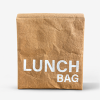 Sac à lunch isotherme en papier kraft lavable personnalisé, sac de transport alimentaire à fermeture enroulable avec doublure en aluminium, fabricant OEM ODM
