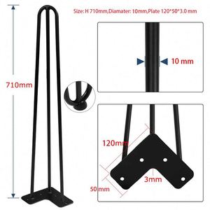 16-Inch Black 3-Rod Hairpin <b>Legs</b> Iron Home Industrial DIY Projects Heavy Duty Outdoor Furniture <b>Table</b> <b>Legs</b> Hospital Workshop - Product Image 2