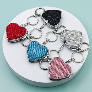 Hot Sale Private Label Mini Portable Luxury Metal Folding Cosmetic <b>Mirror</b> Key Chain Diamond Heart Two-sided <b>Small</b> <b>Mirror</b> - Product Image 5