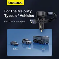 Baseus Enjoyment Pro Chargeur de voiture C + Câble IP rétractable 55W et 60W Cluster Noir