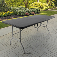 Table à manger pliante en plastique HDPE de 6 pieds au design moderne, légère, empilable, imperméable, pour l'extérieur, le parc, l'école, l'hôtel, l'entrepôt, l'entrée