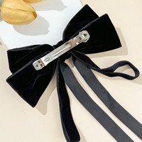 Nouveau gros personnalisé velours cheveux arcs Barrette longue queue ruban rouge accessoire de cheveux pour femmes filles enfants bébés en métal