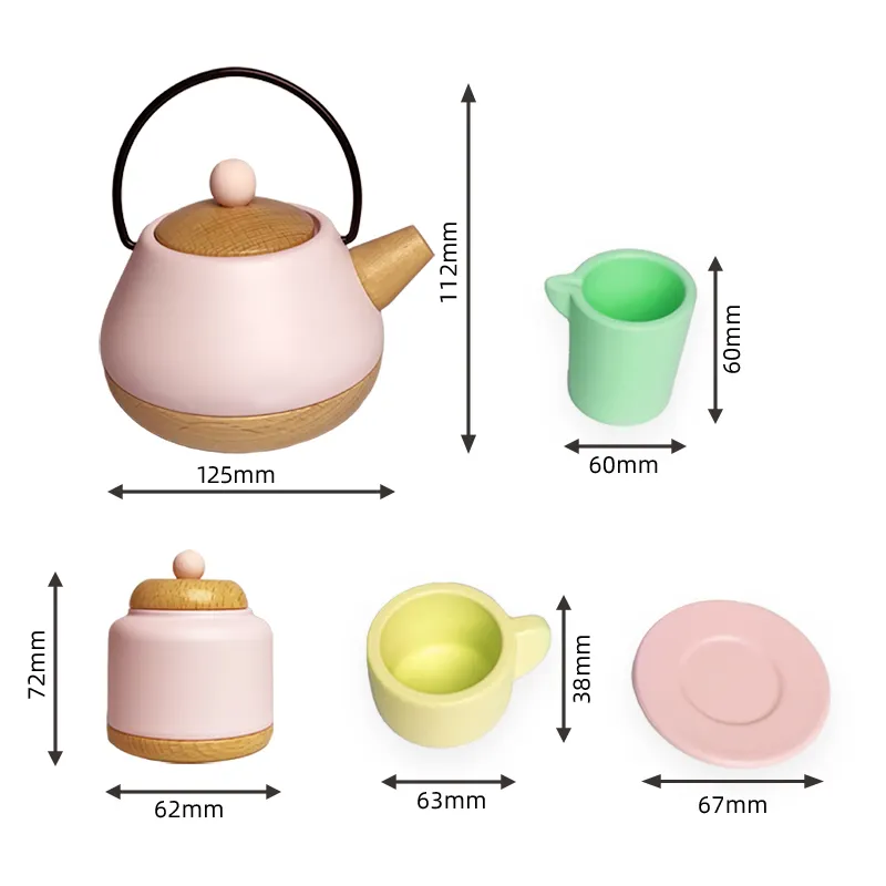 Roze Color Hout Speelgoed Diy Stoom Houten Afternoontea Set Handvat Stijl Kids Keuken Speelgoed Voor Meisjes