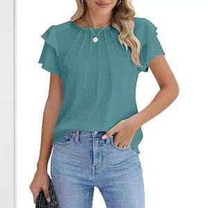 T-shirt à manches courtes ajusté à cordon de serrage avec imprimé peinture à l'huile Euro-Chic - Haut indépendant sexy et polyvalent pour femmes - Product Image 3