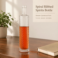 Bouteille à liqueur en verre côtelée en spirale, avec embout évasé et base épaisse, pour l'emballage de spiritueux, vente en gros
