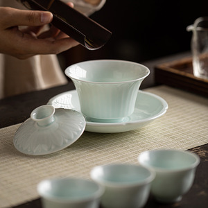 Guanlan Gaiwan Teacup Yingqing Porcelain Heat Resisting Kung Fu <b>Tea</b> <b>Set</b> Household Brewing Bowl - Product Image 4