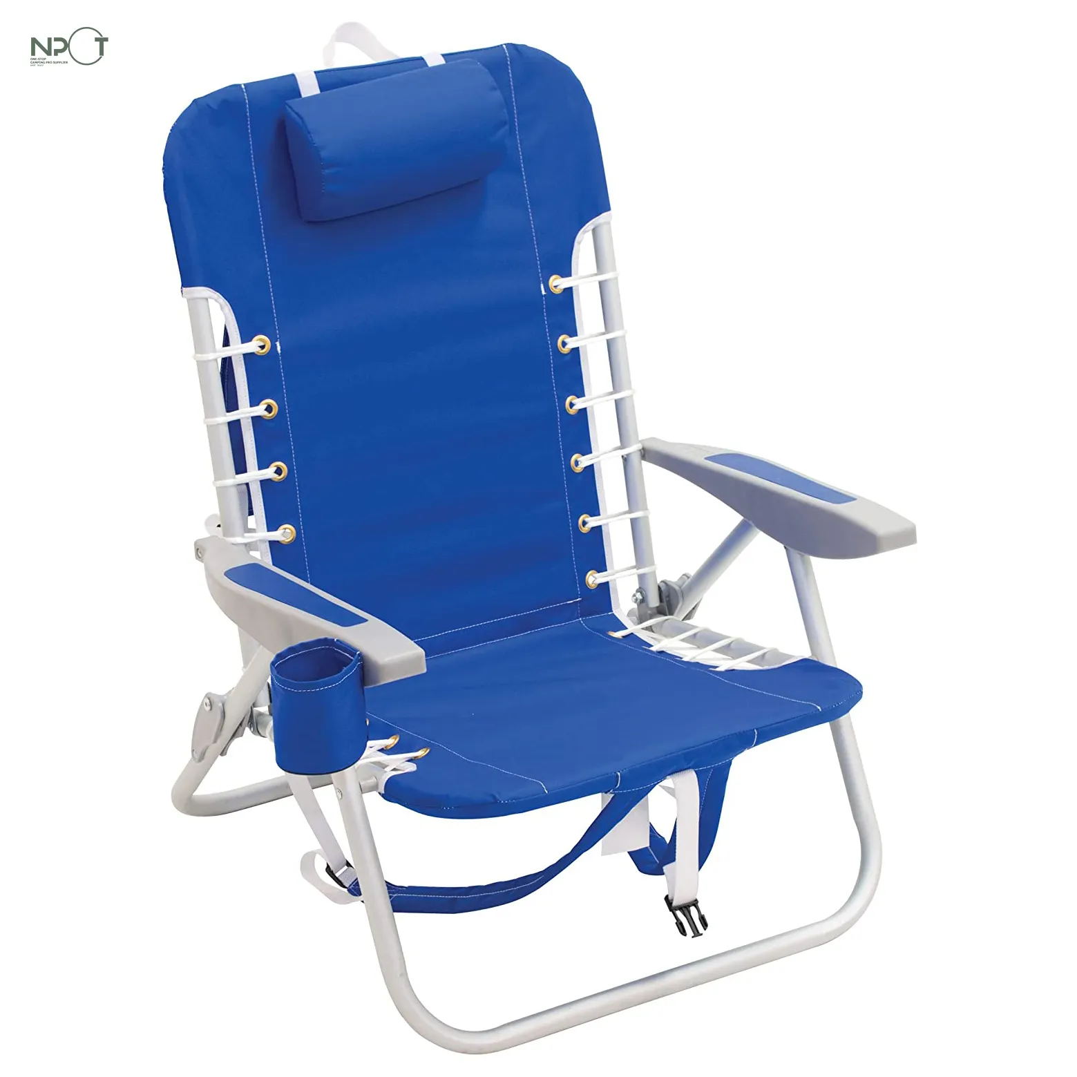 NPOT üst alır 4-pozisyon dantel-up sırt çantası katlanır plaj sandalyesi, Deluxe alüminyum büyük depolama cep sırt çantası sandalye