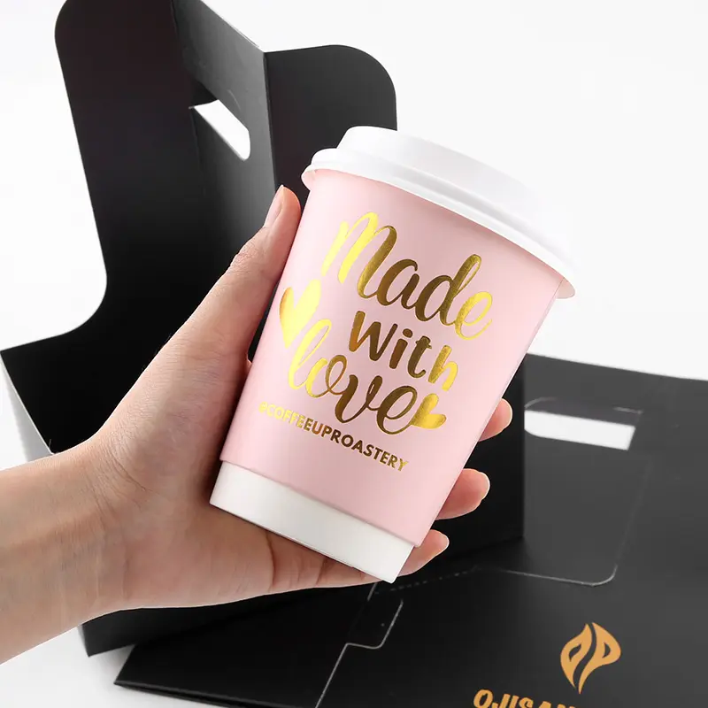 Custom Logo disposable original take away eco-friendly double wall single wall pink blank disposable paper coffee tea cup sets