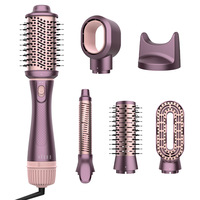 Brosse Soufflante Multifonction 5-en-1 : Sèche-Cheveux, Fer à Boucler, Lisseur, Peigne Massant avec Support de Base