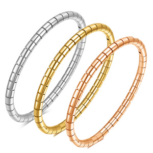 Bracelet articulé serpent en acier inoxydable 5 mm, tête ovale, bijoux de mode unisexe, cadeau disponible en or rose et couleur acier doré - Product Image 1