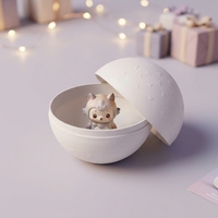 Boîte cadeau de Noël ronde en pulpe moulée biodégradable avec logo personnalisé, boîte mystère, emballage écologique, vente en gros