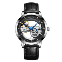 Glenaw luxe classique montre pour hommes squelette automatique mouvement mécanique Hallow sculpté Tourbillon pont Silicone bande verre